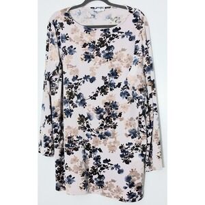 Pure Jill J Jill Top Womens XL Velvet Velour Tunic Floral Pockets Soft Oversized